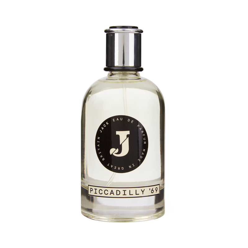 Jack | Piccadilly '69 Perfume | Scent Lounge | Bottle with Black Label, White Background