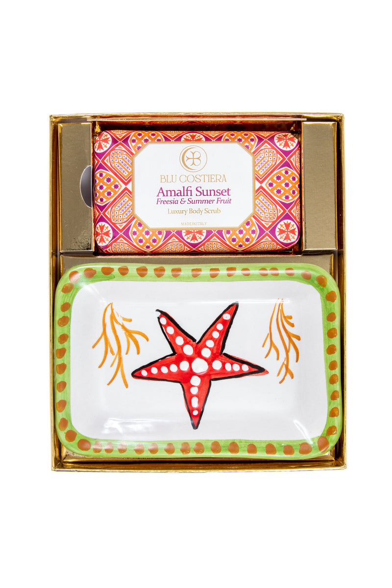 Amalfi Sunset Body Scrub Soap Dish set by Blu Costiera