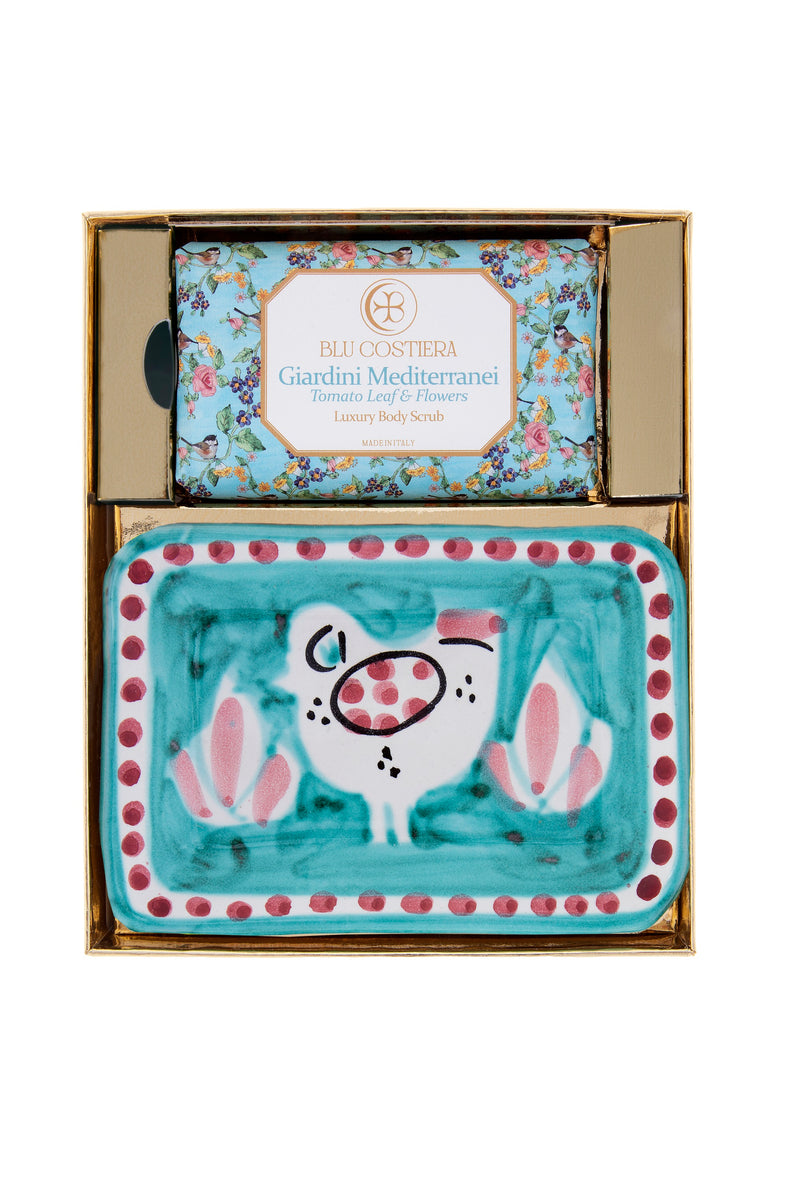 Giardini Mediterranei Body Scrub Soap Dish set by Blu Costiera