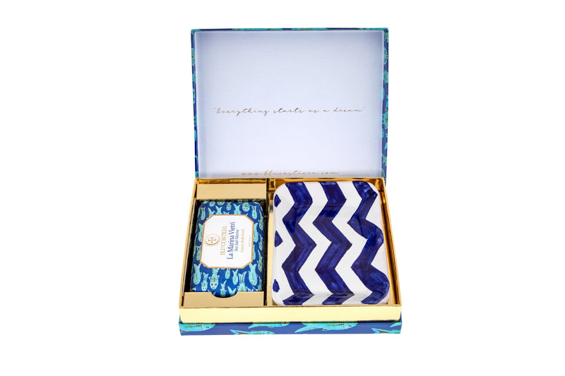 The Vietri Marina Body Scrub Soap Dish Set by Blu Costiera