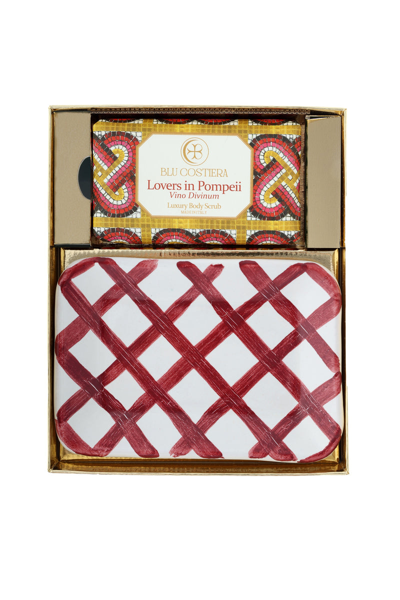 Lovers in Pompeii Body Scrub Soap Dish Set by Blu Costiera