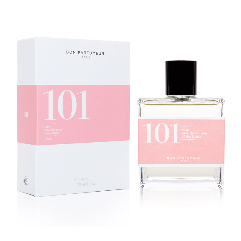 Scent Lounge | 101: Rose / Sweet Pea / White Cedar Perfume by Bon Parfumeur - Bottle & Box