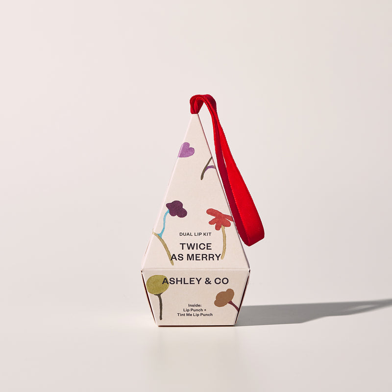 Twice as Merry, Lip Punch Duo - 100% Natural Lip Balms by Ashley & Co - Festive Packaging