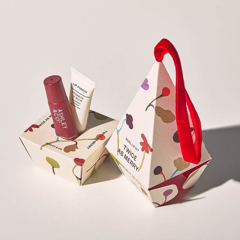 Twice as Merry, Lip Punch Duo - 100% Natural Lip Balms by Ashley & Co - Set and Festive Packaging