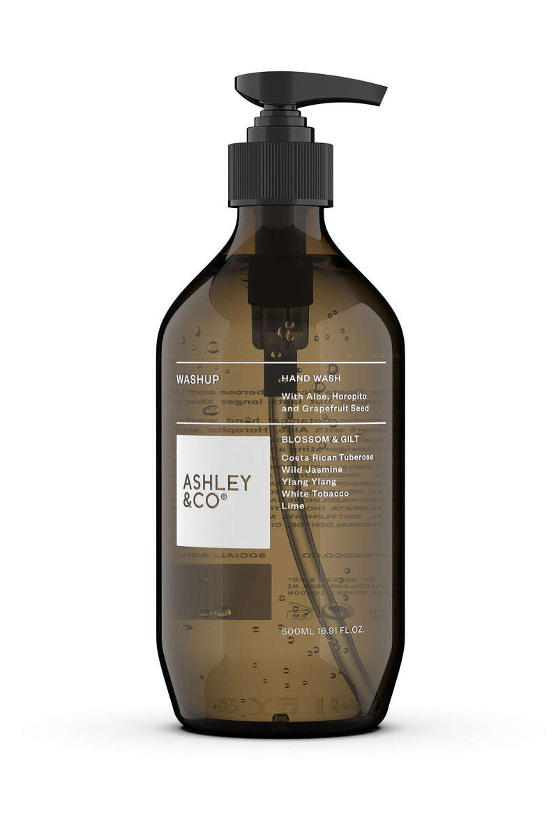 Blossom & Gilt Washup, Hand Wash by Ashley & Co - Black Bottle White Background