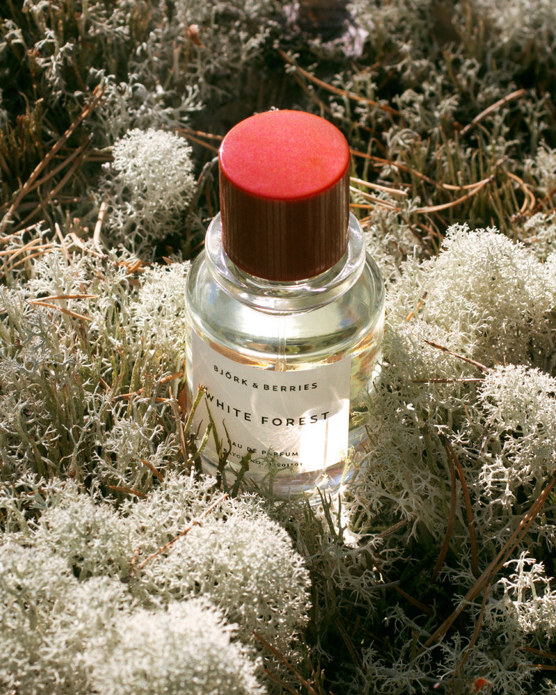 White Forest Perfume by Björk & Berries - Bottle Background