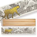 Archivist | Cheetah in White Jungle Safety Matches | Scent Lounge | Match Box Design, Open White Background