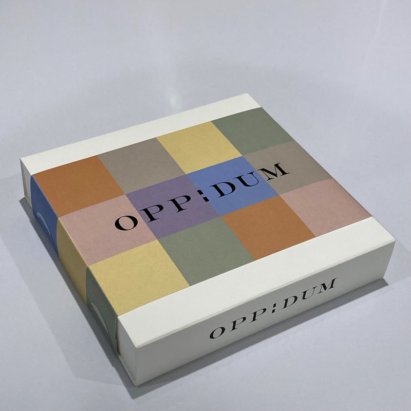 Oppidum | Organic Soap Bar Gift Set | Scent Lounge | Product Image & Multicoloured Box Grey Background
