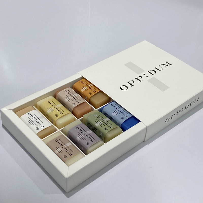Oppidum | Organic Soap Bar Gift Set | Scent Lounge | Open Box with Grey Background