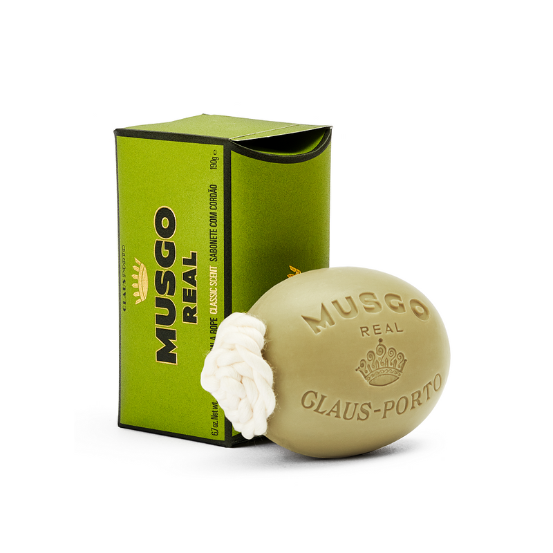 Musgo Real Soap on a Rope Classic by Claus Porto - Soap and Box White Background)