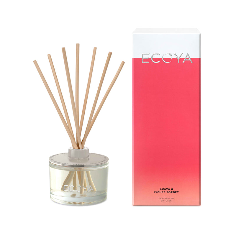 Guava & Lychee Sorbet Reed Diffuser by ECOYA - Diffuser and Box
